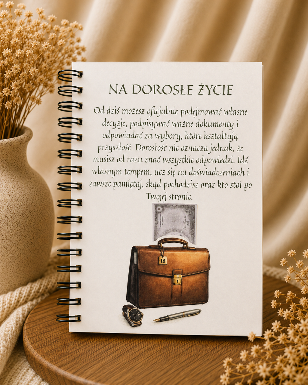 Album A5/A4 na 18 urodziny dla niego Écru - 18 stron + okładka + zakończenie