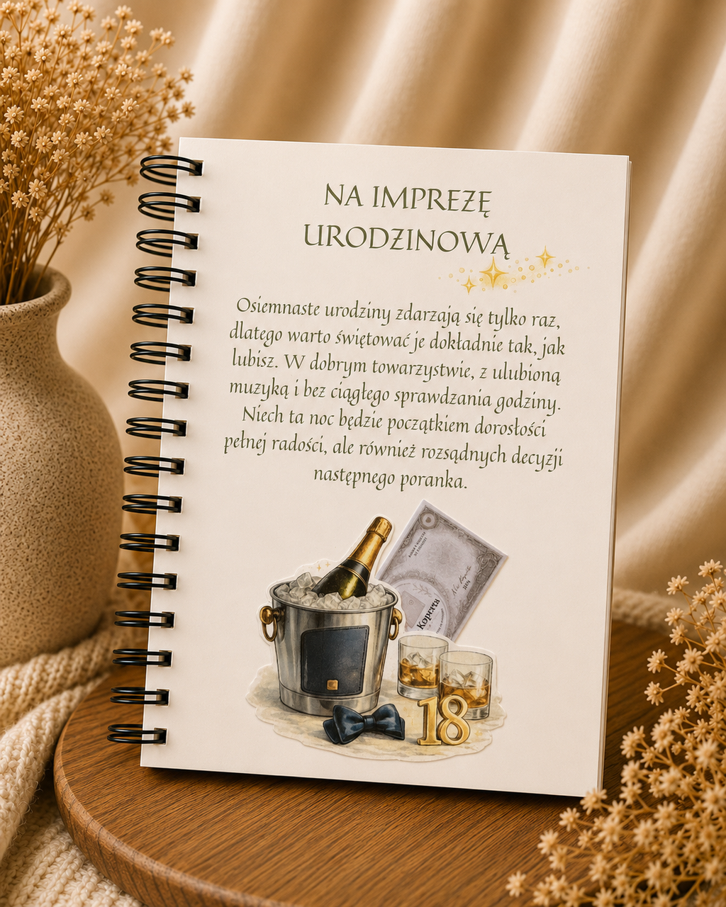 Album A5/A4 na 18 urodziny dla niego Écru - 18 stron + okładka + zakończenie