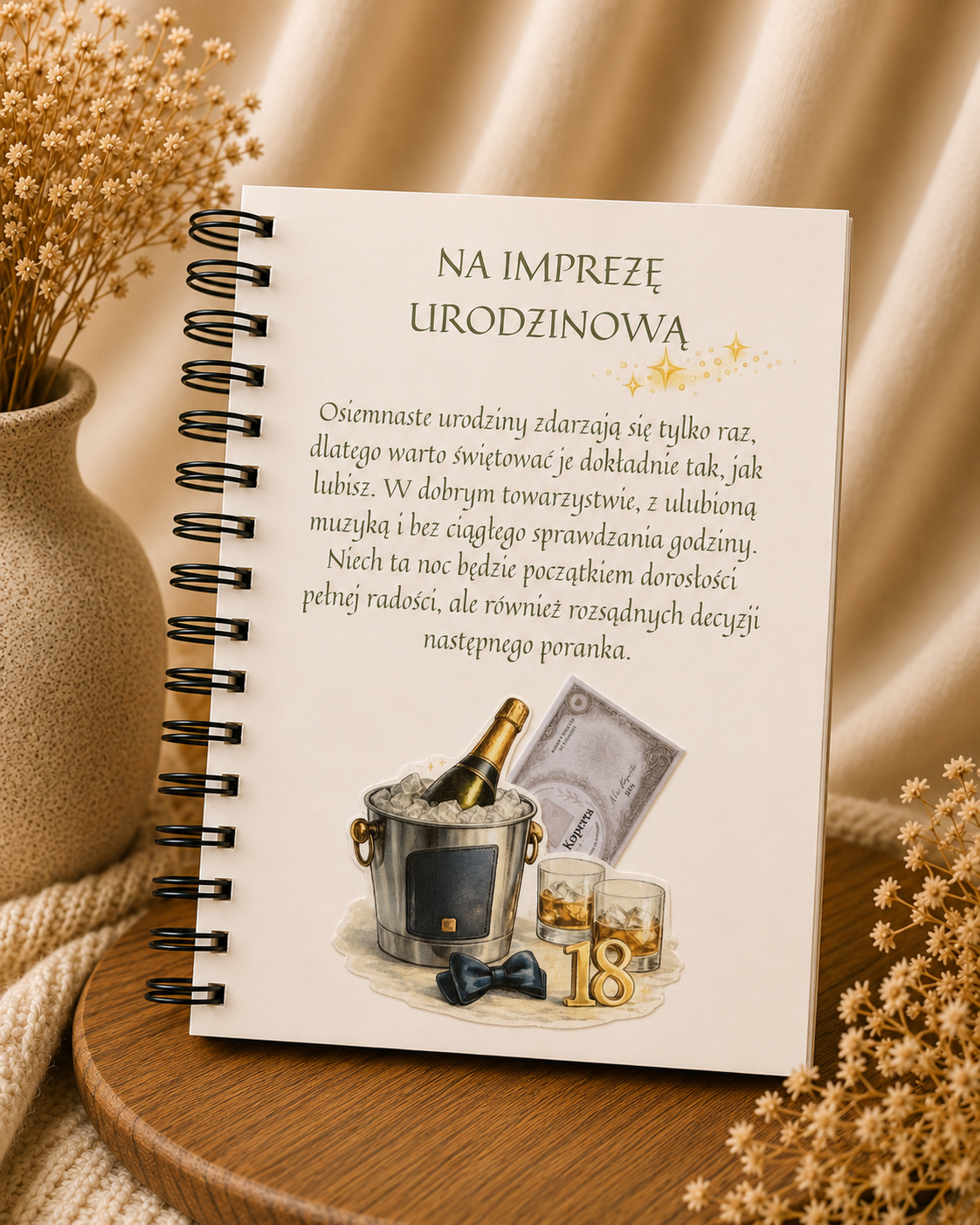 Album A5/A4 na 18 urodziny dla niego Écru - 18 stron + okładka + zakończenie